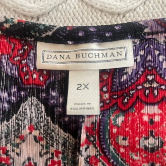 Dana Buchman Elegant Black and Red Patterned Women's Blouse Size 2X - Picture 15 of 16